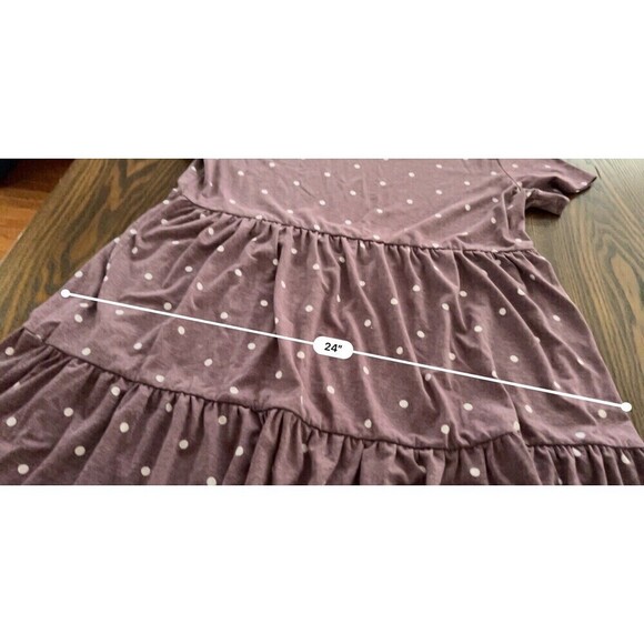 Raglan Dress Burgundy with white polka dot Women’s size XL Swing Comfy Tiered - Picture 13 of 16